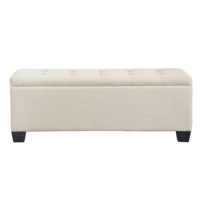 Artiss Storage Ottoman Blanket Box 97cm Linen Beige - Image 3