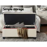 Artiss Storage Ottoman Blanket Box 97cm Linen Beige - Image 6