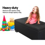 Artiss Storage Ottoman Blanket Box 97cm Linen Black - Image 4