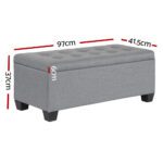 Artiss Storage Ottoman Blanket Box 97cm Linen Grey - Image 2