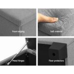 Artiss Storage Ottoman Blanket Box 97cm Linen Light Grey - Image 5