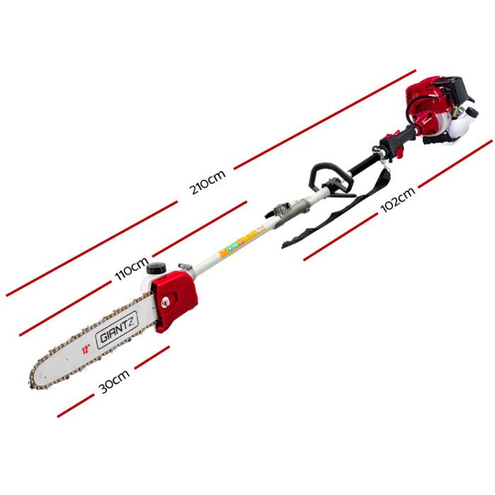 Giantz Pole Chainsaw Petrol 2 Stroke Tree Pruner Long Reach Saw 12 Inch Bar - Image 2