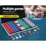 1000pcs Poker Chips Set Casino Texas Hold'em Gambling Party Game Dice Cards Case - Image 3
