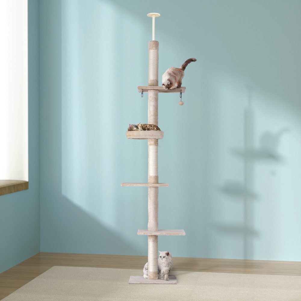 PET-CAT-POLE-BEWH-161788-04 i.Pet Cat Tree 290cm Tower Scratching Cats Post Scratcher Floor to Ceiling Bed - Image 1