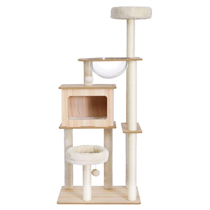 i.Pet Cat Tree Tower Scratching Post Scratcher 142cm Wood Bed Condo House - Image 3