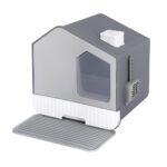 i.Pet Cat Litter Box Large Tray Kitty Toilet Enclosed Cat Litter Box Hooded Scoop Mat Grey - Image 2