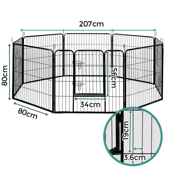 i.Pet 32" 8 Panel Dog Playpen Pet Exercise Cage Enclosure Fence Play Pen - Image 2