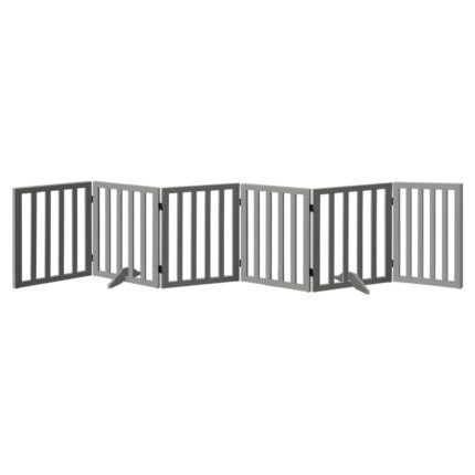 Alopet Wooden Pet Gate Safety Stair Barrier 6-Panel Grey