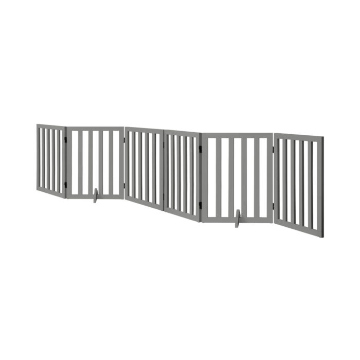 Alopet Wooden Pet Gate Safety Stair Barrier 6-Panel Grey - Image 7