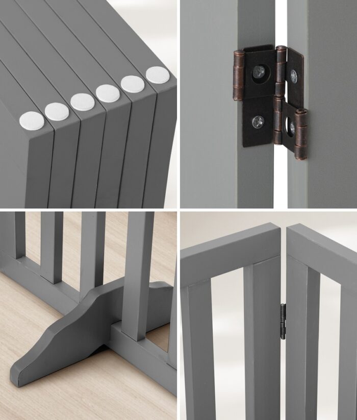 Alopet Wooden Pet Gate Safety Stair Barrier 6-Panel Grey - Image 4