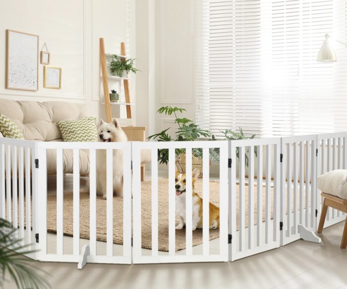 Alopet Wooden Pet Gate Dog Fence 6 Panels - Image 5