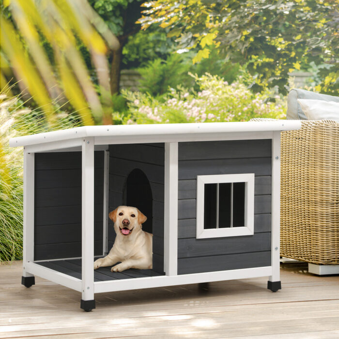 Alopet Dog Kennel House Wooden Grey and White - Image 4