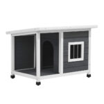Alopet Dog Kennel House Wooden Grey and White