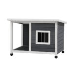 Alopet Dog Kennel House Wooden Grey and White - Image 3