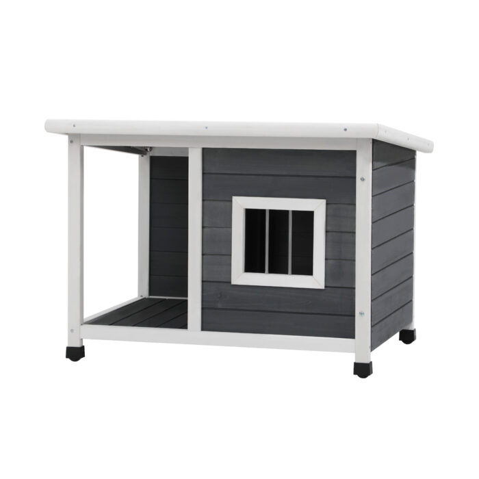 Alopet Dog Kennel House Wooden Grey and White - Image 3