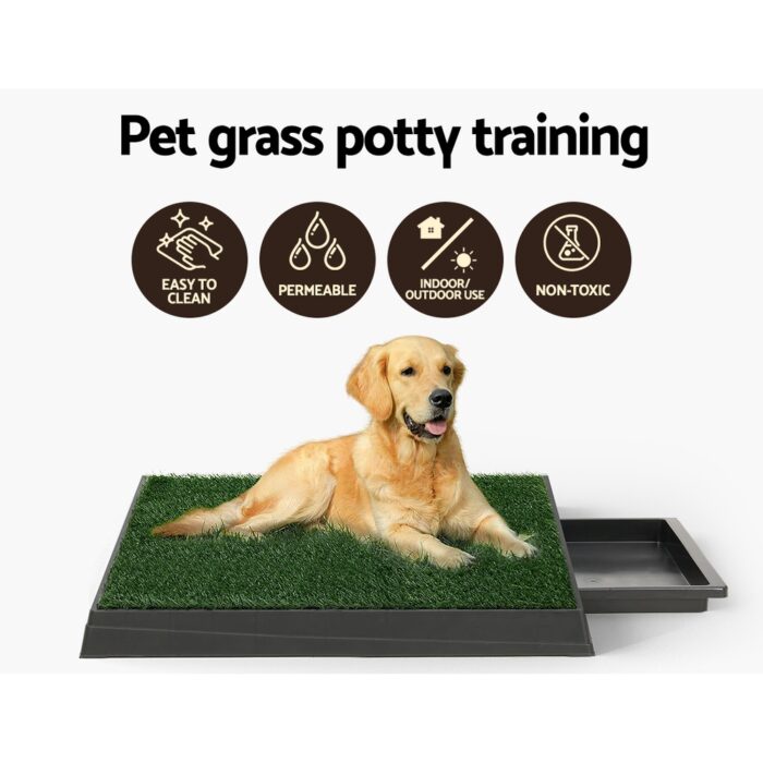i.Pet Pet Training Pad Dog Potty Toilet Large Portable With Tray Grass 2 Mats - Image 4