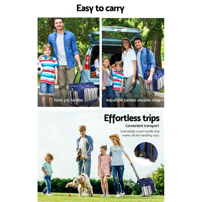 Alfresco 6 Person Picnic Basket Set Bag Wheels Insulated Trolley - Image 6