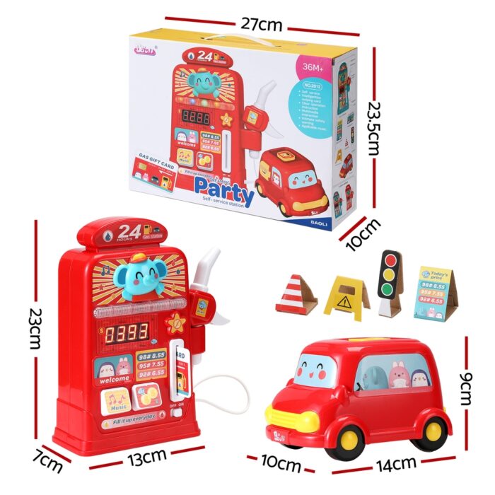 Keezi Kids Gas Petrol Station Pumper Pretend Play Toys Car Music Card Playset - Image 2