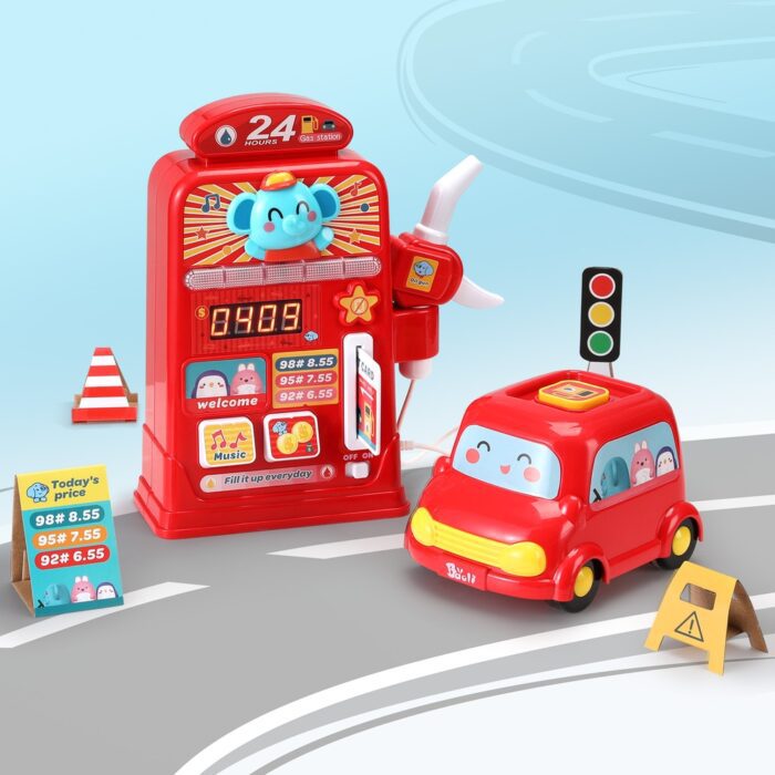 Keezi Kids Gas Petrol Station Pumper Pretend Play Toys Car Music Card Playset - Image 5