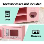 Keezi Kids Kitchen Play Set Wooden Pretend Toys Cooking Children Storage Pink - Image 4