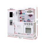 Keezi Kids Kitchen Play Set Wooden Pretend Toys Cooking Children Storage White - Image 2