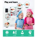 Keezi Kids Kitchen Play Set Wooden Pretend Toys Cooking Children Storage White - Image 3