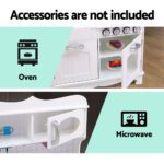 Keezi Kids Kitchen Play Set Wooden Pretend Toys Cooking Children Storage White - Image 4