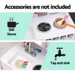 Keezi Kids Kitchen Play Set Wooden Pretend Toys Cooking Children Storage White - Image 5