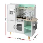 Keezi Kids Wooden Pretend Kitchen Play Sets Cooking Toys Oven Fridge 85CM Green - Image 2