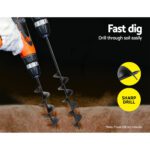 Giantz Power Garden Spiral Auger Hole Digger Earth Drill Bit Φ75x300 & 600mm - Image 3