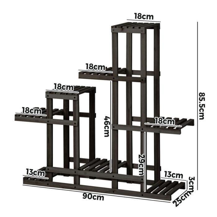 Livsip Plant Stand 6 Tiers Wooden Shelving Black - Image 4