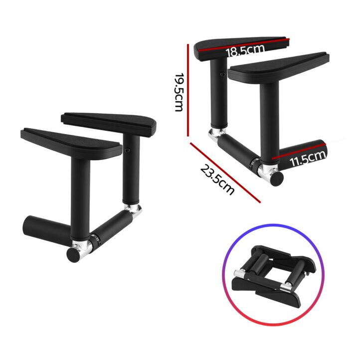 Everfit 2Pcs/Set Pull Up Bar Portable Foldable Dip Station Multi Gym 120kg Home Power Station Black - Image 2