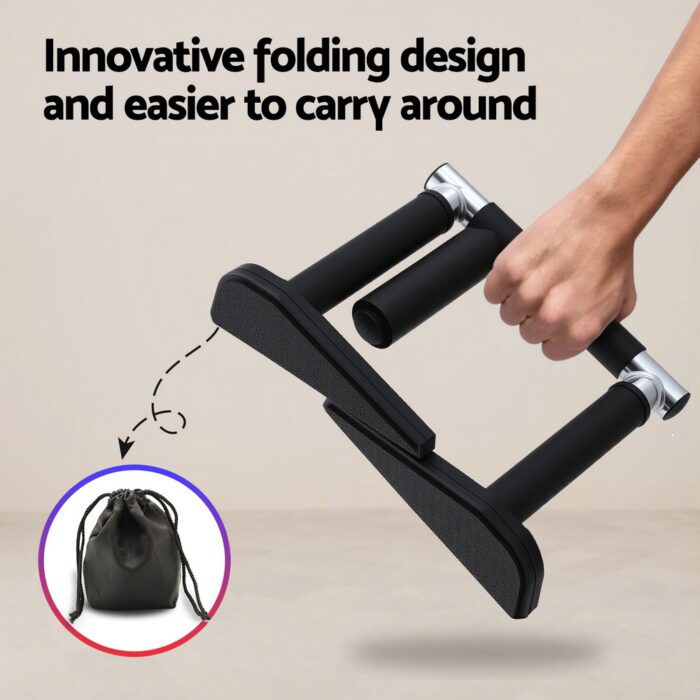 Everfit 2Pcs/Set Pull Up Bar Portable Foldable Dip Station Multi Gym 120kg Home Power Station Black - Image 6