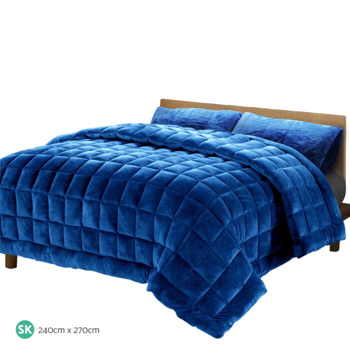 Giselle Bedding Faux Mink Quilt Blue Super King - Image 2