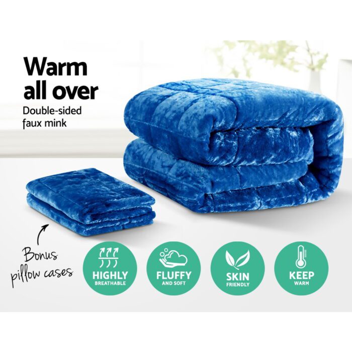 Giselle Bedding Faux Mink Quilt Blue Super King - Image 3