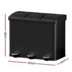 Cefito Pedal Bins Rubbish Bin Triple Compartments Waste Recycle Dustbins 45L - Image 2