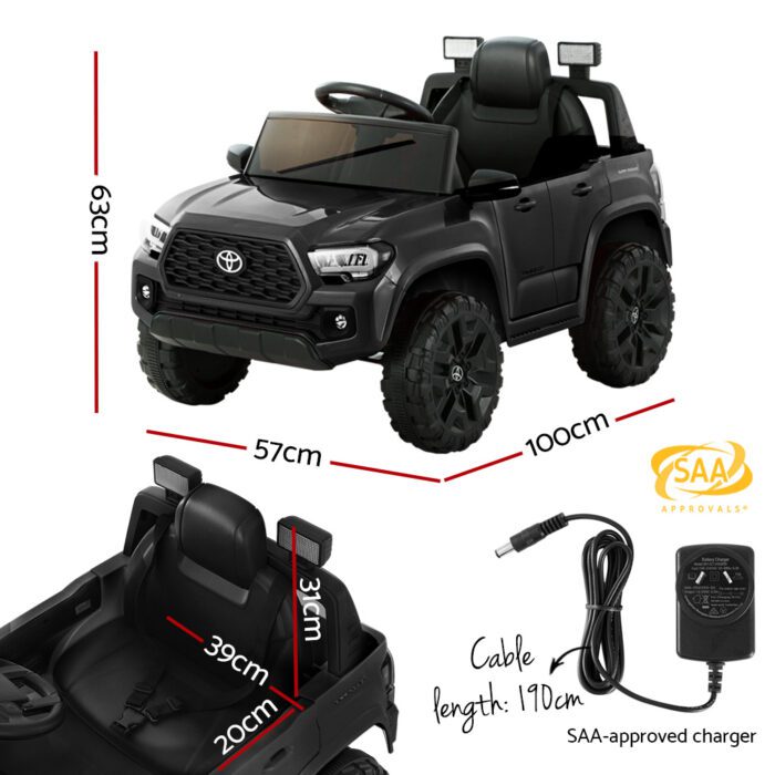 Kids Electric Ride On Car Toyota Tacoma Off Road Jeep Toy Cars Remote 12V Black - Image 2