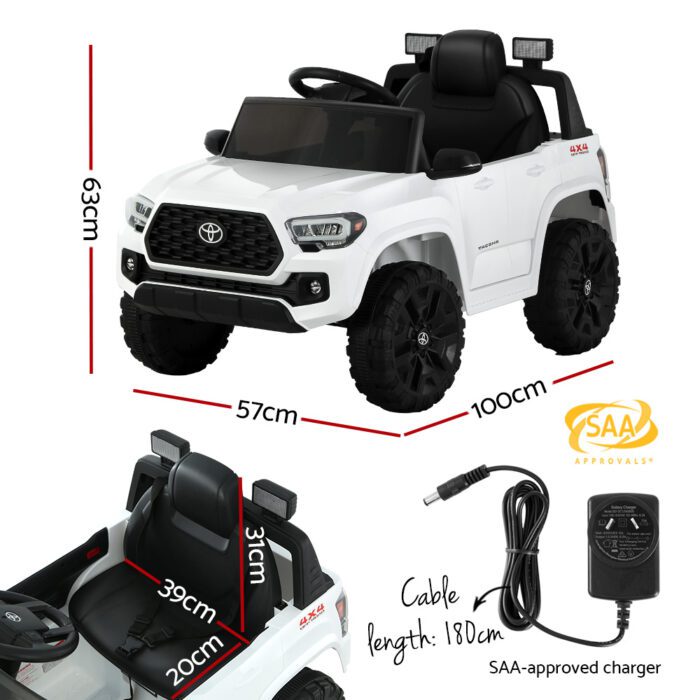 Kids Electric Ride On Car Toyota Tacoma Off Road Jeep Toy Cars Remote 12V Whte - Image 2
