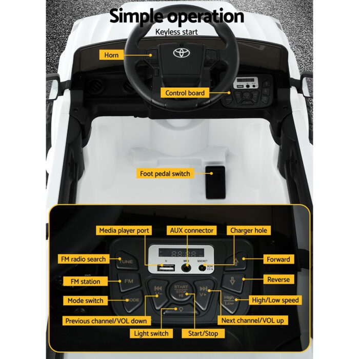 Kids Electric Ride On Car Toyota Tacoma Off Road Jeep Toy Cars Remote 12V Whte - Image 4