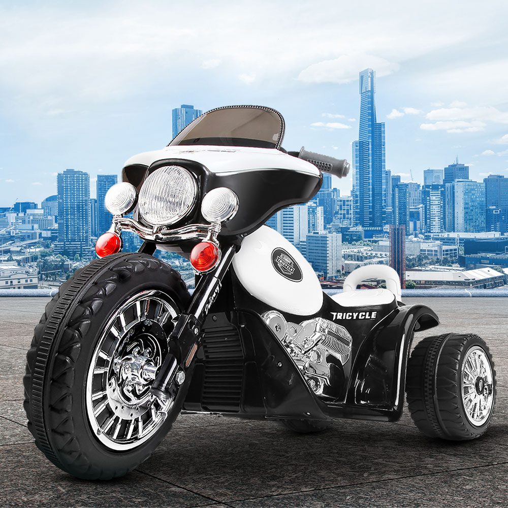 RCAR-MBIKE-POLICE-202502281558-00 Rigo Kids Electric Ride On Patrol Police Car Harley-Inspired 6V Black - Image 1