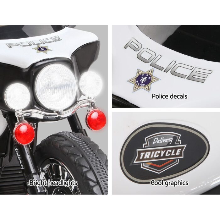 Rigo Kids Electric Ride On Patrol Police Car Harley-Inspired 6V Black - Image 5