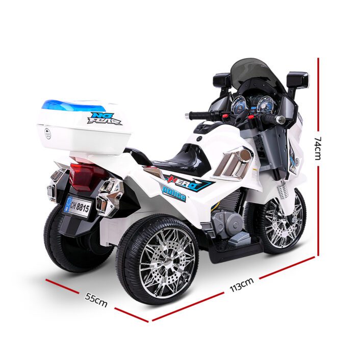 Rigo Kids Electric Ride On Patrol Police Car BMW-Inspired S1K 6V Battery White - Image 2