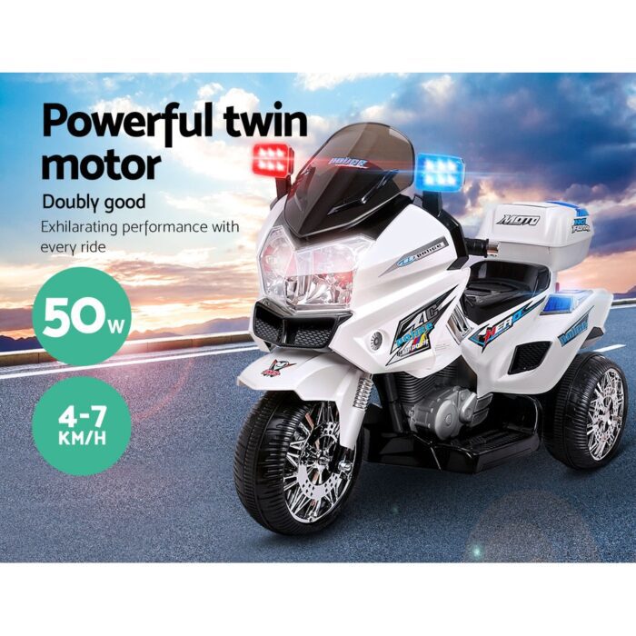 Rigo Kids Electric Ride On Patrol Police Car BMW-Inspired S1K 6V Battery White - Image 3