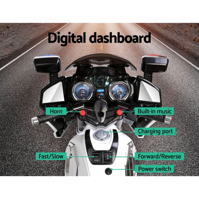 Rigo Kids Electric Ride On Patrol Police Car BMW-Inspired S1K 6V Battery White - Image 5