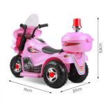Rigo Kids Electric Ride On Police Motorcycle Motorbike 6V Battery Pink - Image 2