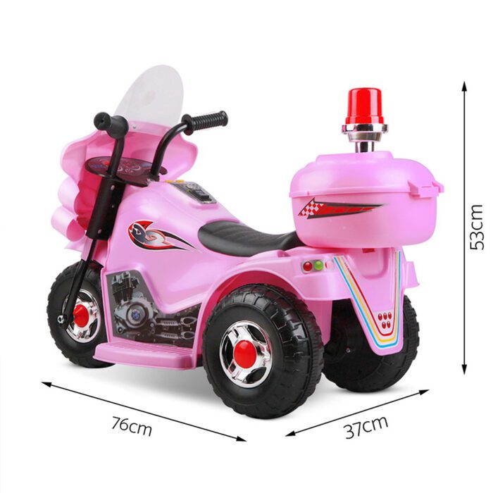 Rigo Kids Electric Ride On Police Motorcycle Motorbike 6V Battery Pink - Image 2