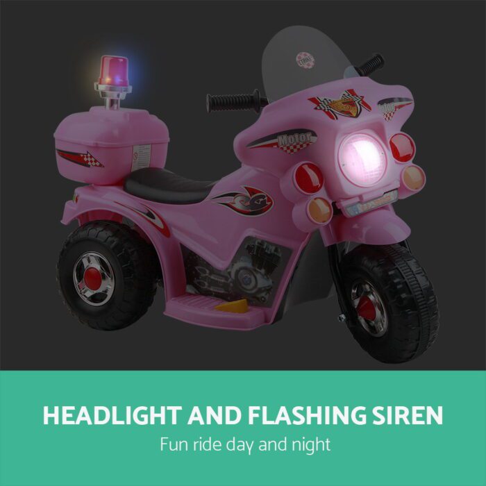 Rigo Kids Electric Ride On Police Motorcycle Motorbike 6V Battery Pink - Image 5