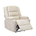 Oikiture Recliner Chair Padded Lounge With Side Pocket Polyester Beige
