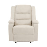 Oikiture Recliner Chair Padded Lounge With Side Pocket Polyester Beige - Image 8