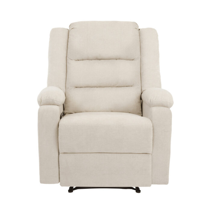 Oikiture Recliner Chair Padded Lounge With Side Pocket Polyester Beige - Image 8